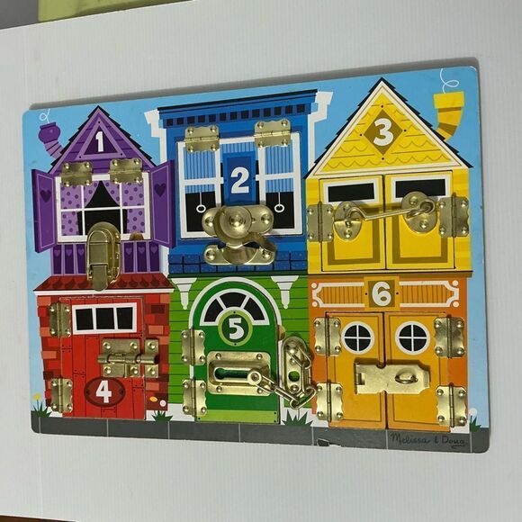 Melissa and Doug Hand Crafted Latches Board Ages 3+ - Picture 1 of 4